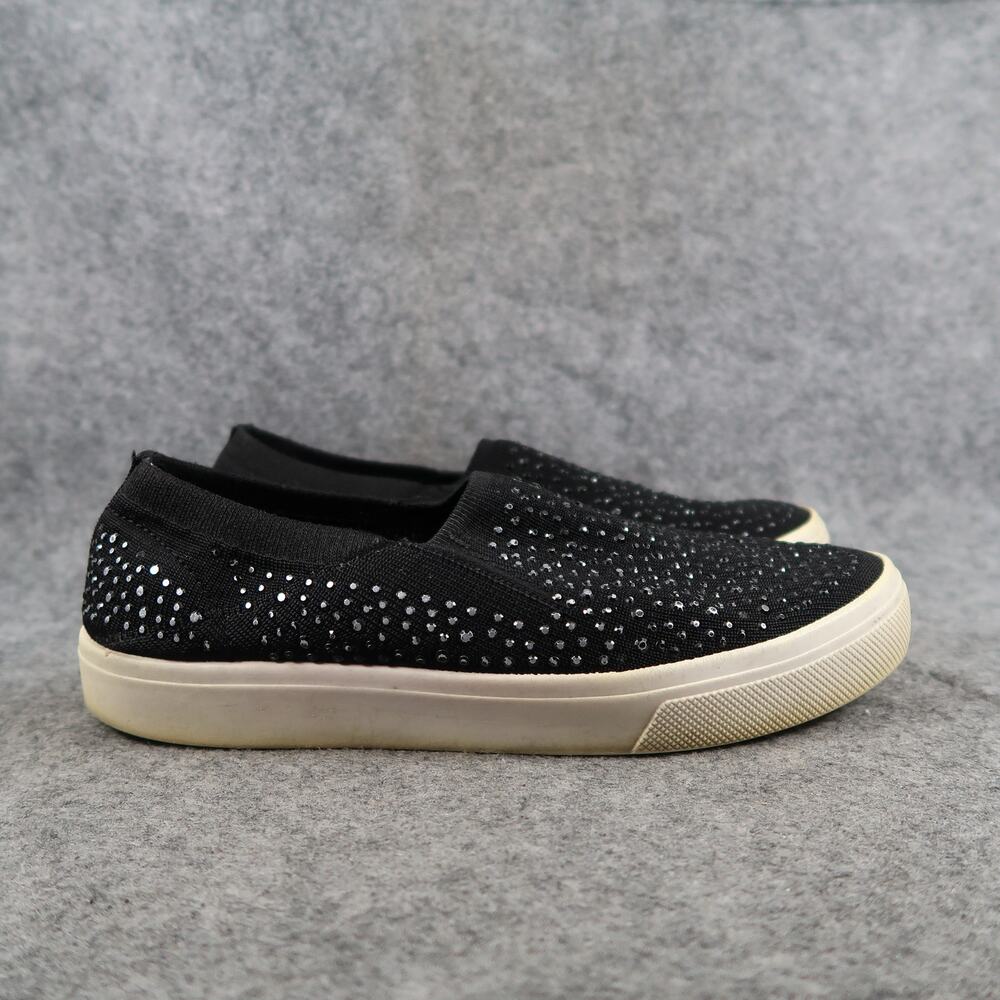 Skechers Shoes Womens 6.5 Slip On Casual Sneaker Flat Loafer Knit Rhinestone